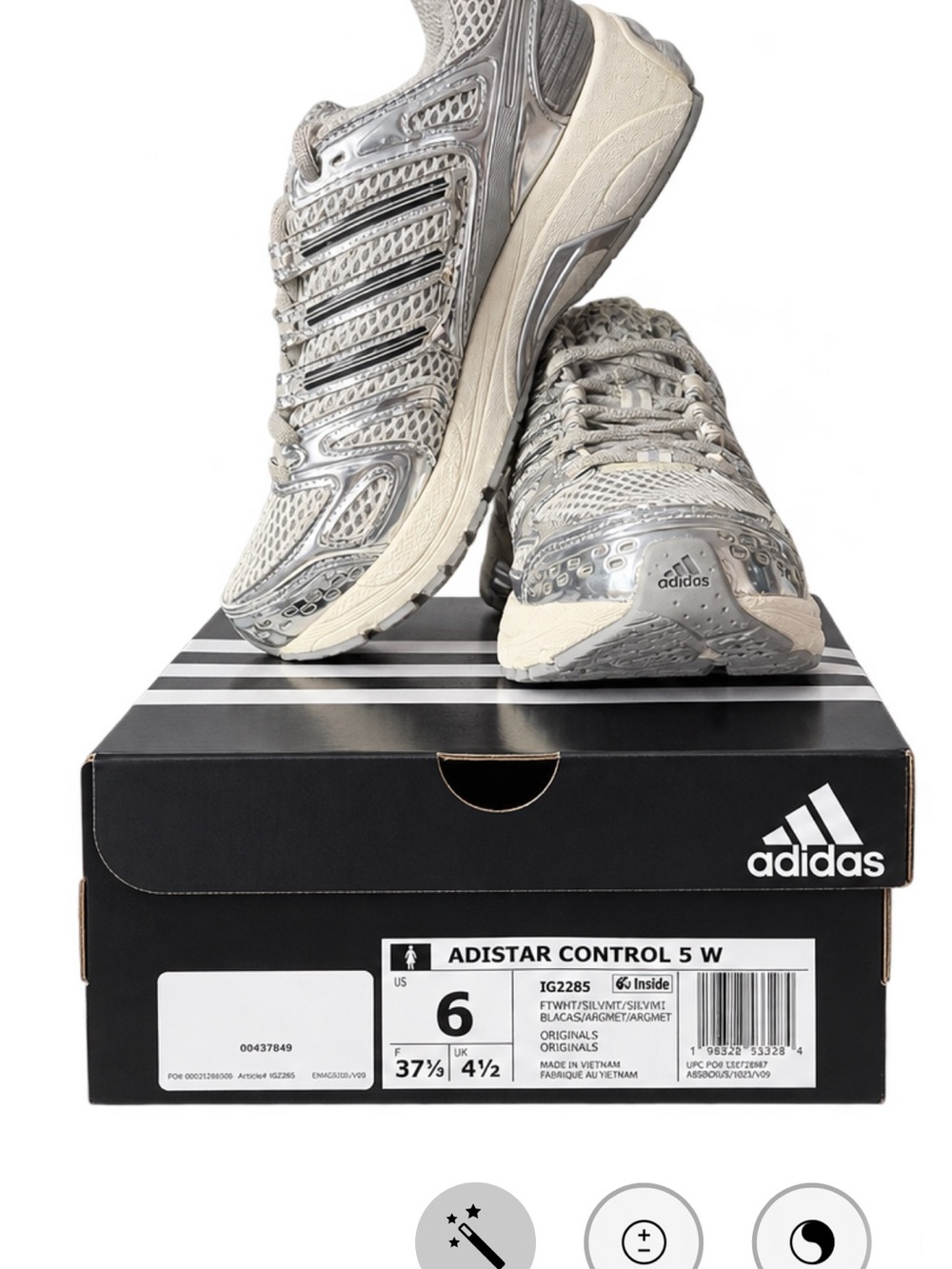 adidas Women's Silver and Cream Running Sneakers
